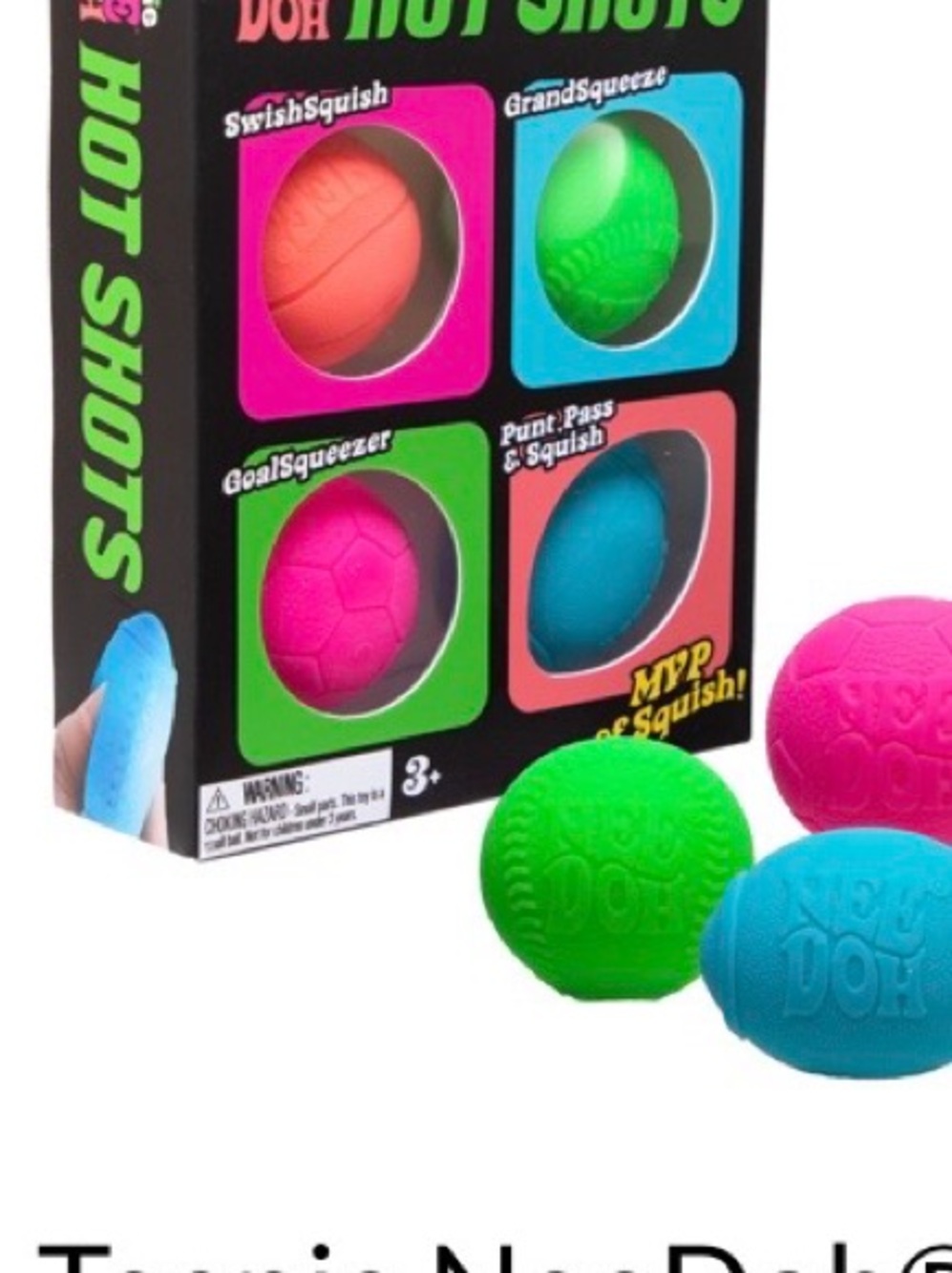 NooDoh Hot Shots Squishy Sports Balls - Pink, Green, Blue authentic Schylling